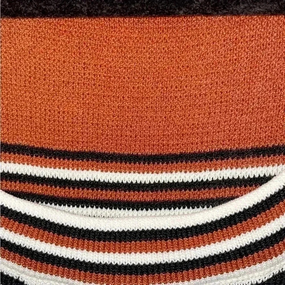 Sandro Elbise brown and orange striped bodycon tank mini dress XS - Picture 4 of 7